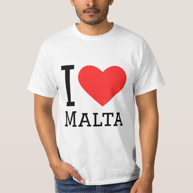 Camiseta Eu adoro o adesivo quadrado de Malta (Frente)