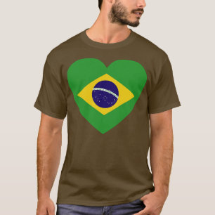 Camiseta Eu adoro o Brasil com forma de coração Bandeira br