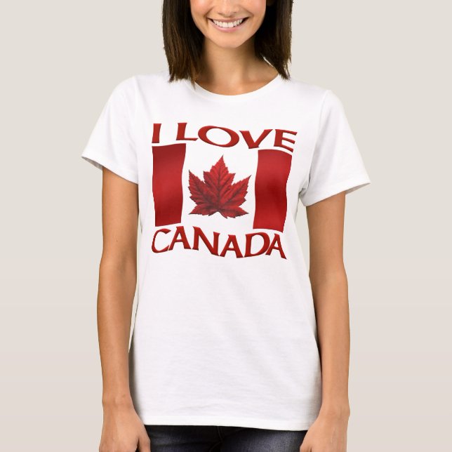 Camiseta Eu adoro o Canadá, as mulheres são as mais popular (Frente)