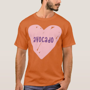 Camiseta eu adoro o coração cor-de-rosa do avocado pastel