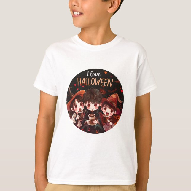 Camiseta Eu adoro o Impressão digital da série Halloween (Frente)