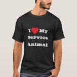 Camiseta Eu ♥️ adoro o meu Animal de serviço<br><div class="desc">Camisa de T clássica masculina de cor preta e inscrição em cor branca e declaração de moda divertida casual roupa impressa com frase personalizável de texto modelo. Eu ♥️ adoro o Meu Serviço Animal em Chapéus, Camisas e Produtos de Animais de Companhia pelo TheFabricSeal impressão a pedido compro em Zazzle.com...</div>