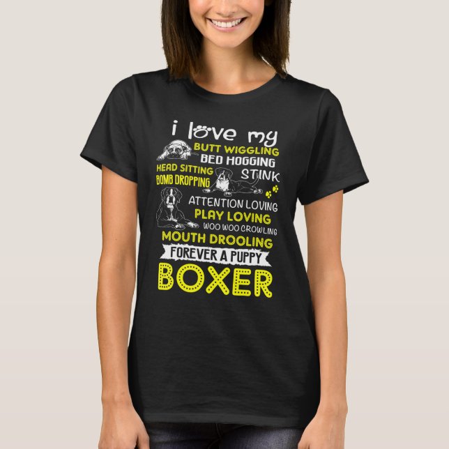 Camiseta Eu Adoro O Meu Bumbum De Boxer Rindo Cachorro (Frente)