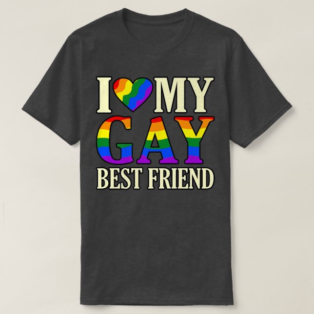 Camiseta Eu adoro o meu Gay BestFrith LGBTQ Pride Mês (Frente do Design)
