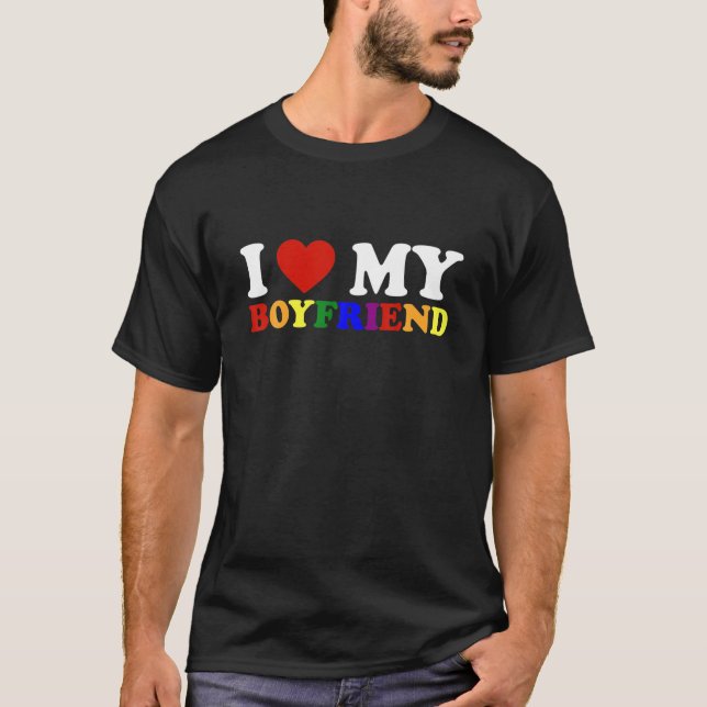 Camiseta Eu adoro o meu Namorado LGBT-Namorado-LGBTQI (Frente)
