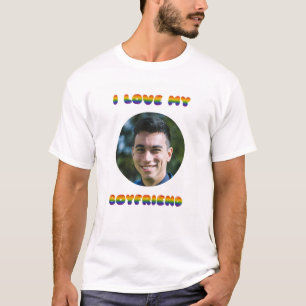 Camiseta Eu adoro o meu Namorado Rainbow LGBT
