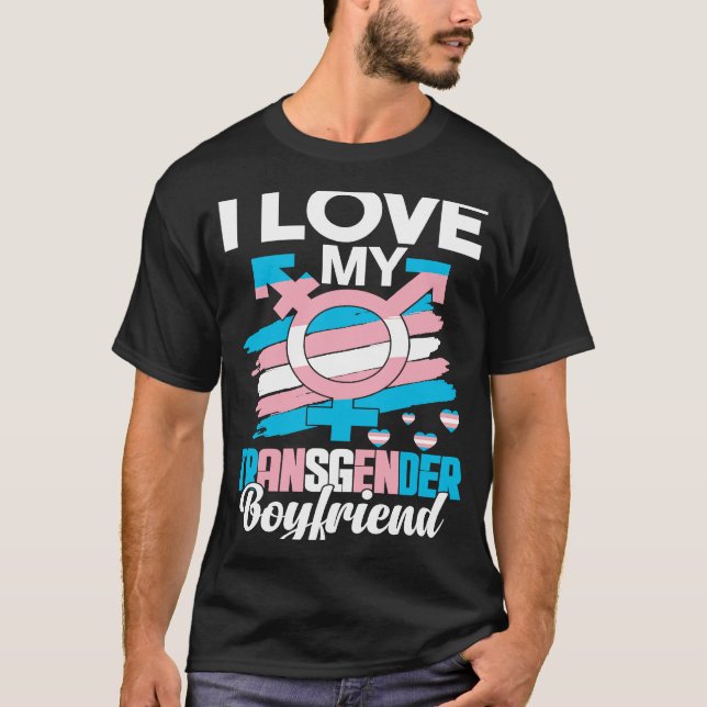 Camiseta Eu adoro o meu orgulho transgênero Namorado LGBT T (Frente)