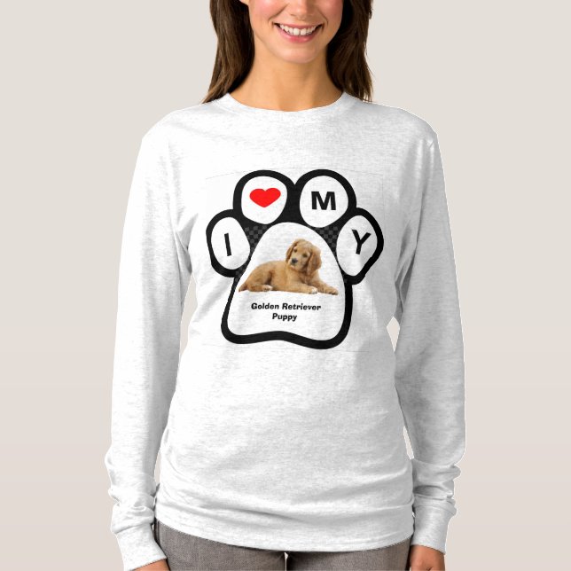 Camiseta Eu adoro o meu Ouro Retriever Puppy T-Shirt (Frente)
