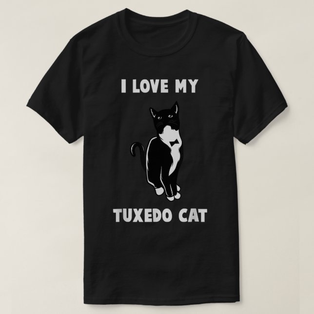 Camiseta Eu adoro o meu    TC de gato de tuedo no lover T  (Frente do Design)