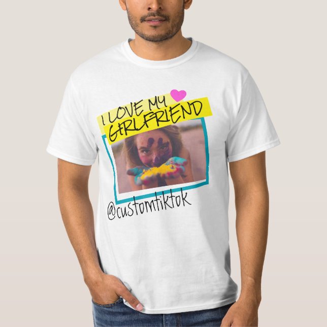 Camiseta Eu adoro o meu texto de foto personalizado do namo (Frente)