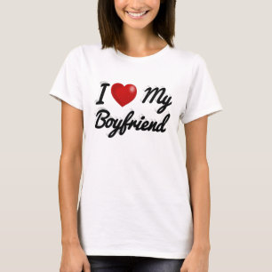 Camiseta Eu adoro o meu texto preto Namorado