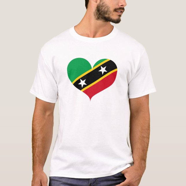 Camiseta Eu adoro o Santo Kitts e Nevis Flag (Frente)