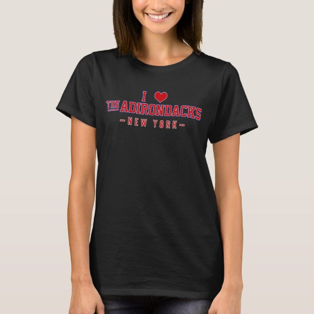 Camiseta Eu Adoro Os Adirondacks Em Nova Iorque (Frente)