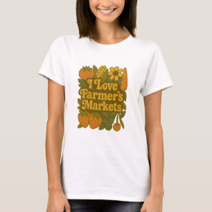 Camiseta Eu adoro os mercados de fazendeiros e a arte retrô