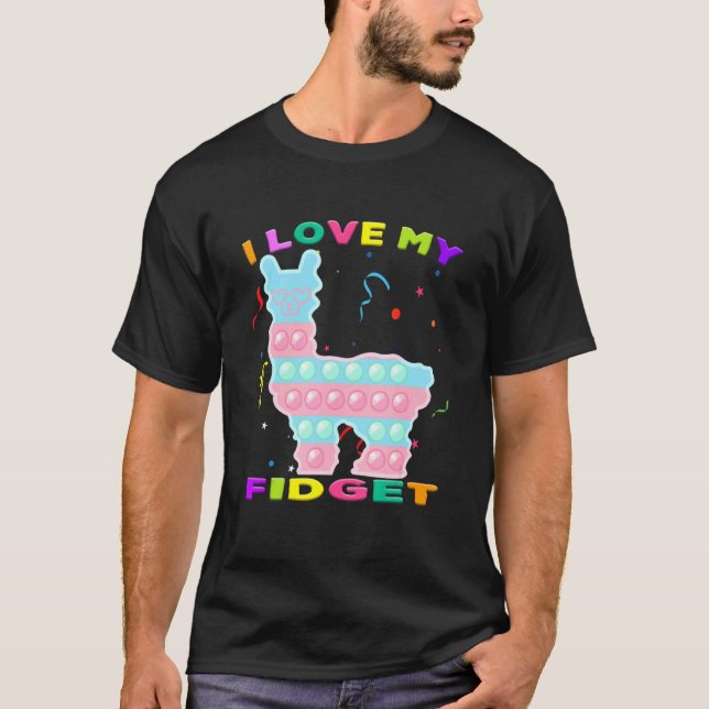 Camiseta Eu Adoro Os Meus Fidgets Pop Do Llama Game Toddler (Frente)