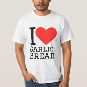 Camiseta Eu adoro pão de alho e etiqueta quadrada