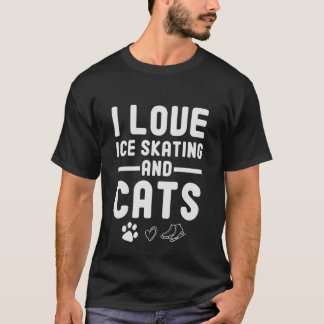 Camiseta Eu Adoro Patinação De Gelo E Gatos / Presente Do J