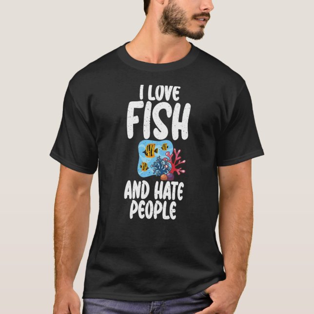 Camiseta Eu adoro Peixe e Odeio Pessoas Proprietário de Pei (Frente)
