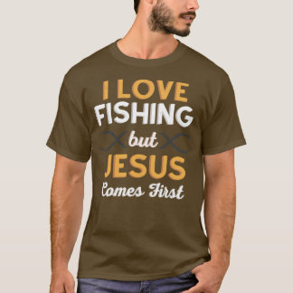 Camiseta Eu Adoro Pescar Mas Jesus Vem Primeiro