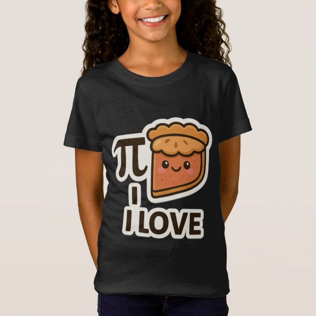 Camiseta Eu adoro Pi Sticker - Design de Teto e Pie Pun (Frente)