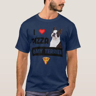 Camiseta Eu Adoro Pizza E Meu Boston Terrier Dog Pepperoni