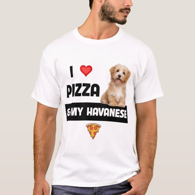 Camiseta Eu Adoro Pizza E Meu Cachorro Havapoo Pepperoni (Frente)