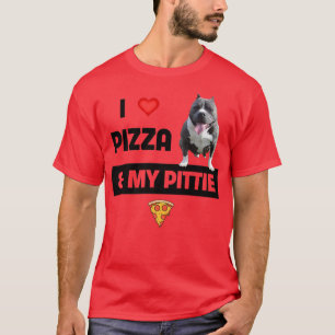 Camiseta Eu Adoro Pizza E Meu Cachorro Pittie Pepperoni C