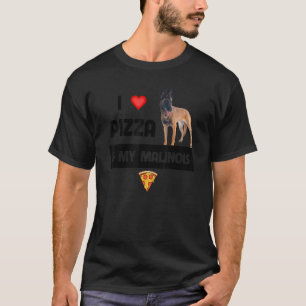 Camiseta Eu Adoro Pizza E Meu Cão Pepperoni Belga Malinois