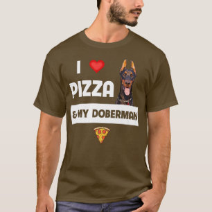 Camiseta Eu adoro Pizza e Meu Doberman Pinscher Cog Peppero