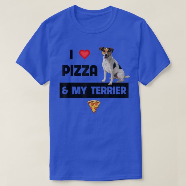 Camiseta Eu Adoro Pizza E Meu Jack Russell Terrier Dog Pepp (Frente do Design)