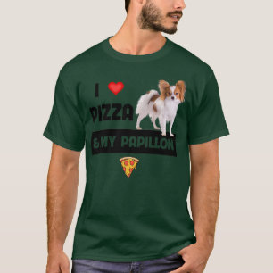 Camiseta Eu Adoro Pizza E Meu Papillon Dog Pepperoni Cheese