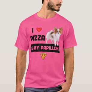 Camiseta Eu Adoro Pizza E Meu Papillon Dog Pepperoni Cheese