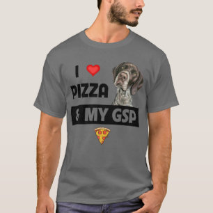 Camiseta Eu adoro pizza e meu ponteiro alemão abreviado do 