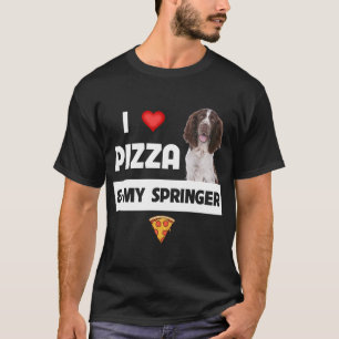 Camiseta Eu Adoro Pizza E Meu Springer Spaniel Dog Pepperon