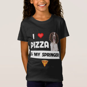 Camiseta Eu Adoro Pizza E Meu Springer Spaniel Dog Pepperon