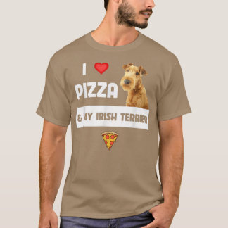 Camiseta Eu Adoro Pizza E Meu Terrier Ch Pepperoni Irlandês