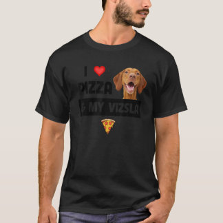 Camiseta Eu Adoro Pizza E Meu Vizsla Dog Pepperoni Queijo 1