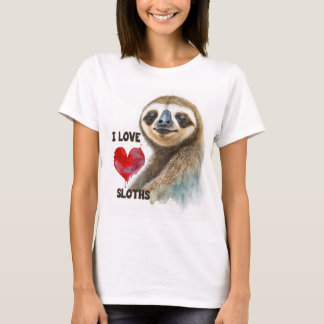 Camiseta Eu adoro preguiças, carta de saudação de preguiça,