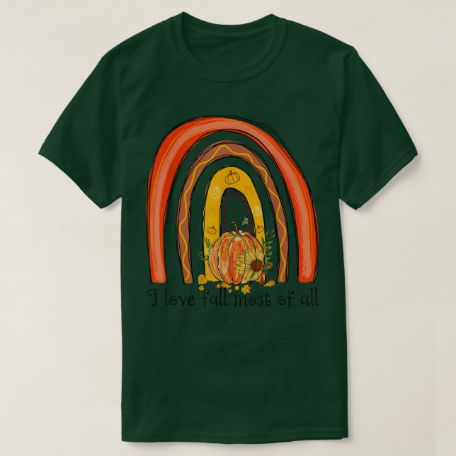 Camiseta Eu Adoro Pumpkins De Arco-Íris Mais Bonito (Frente do Design)