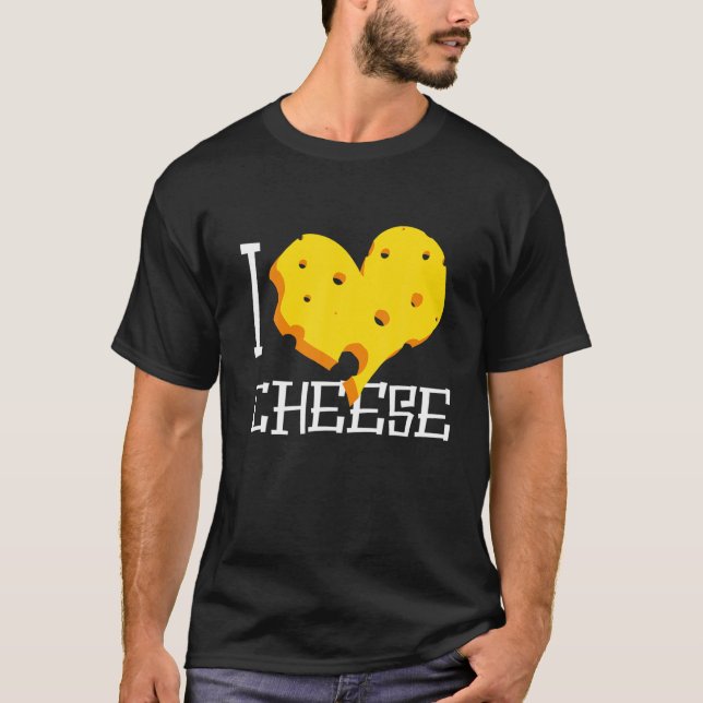 Camiseta Eu Adoro Queijo Coração Amarelo Cheddar Stilton Da (Frente)