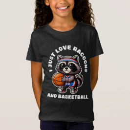 Camiseta Eu Adoro Racoes E Esportes De Basquete