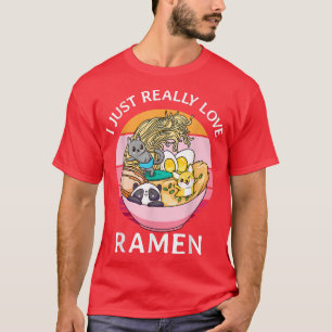 Camiseta Eu Adoro Ramen Cat Dog Panda Kawaii Suns
