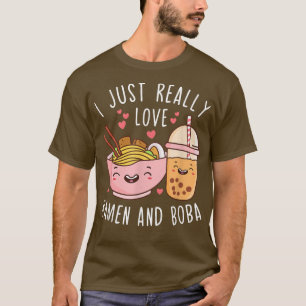 Camiseta Eu Adoro Ramen E Boba Bubble Tea Anime