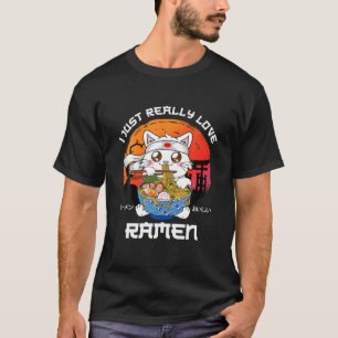 Camiseta Eu Adoro Ramen Kawaii Neko Ramen Anime L