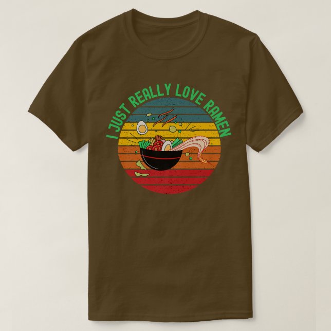 Camiseta Eu Adoro Ramen Noodles Bowl Retro Sunset (Frente do Design)