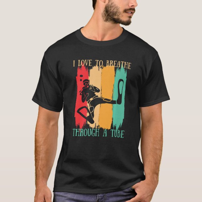 Camiseta Eu adoro respirar através de um tubo mergulhador S (Frente)