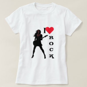 Camiseta Eu Adoro Rock - Jogadora De Guitarra - Rock Girl