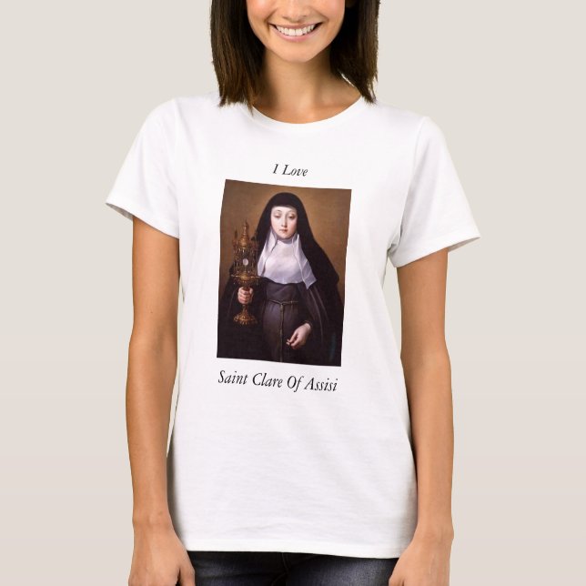 Camiseta eu adoro santo clare de assisi (Frente)