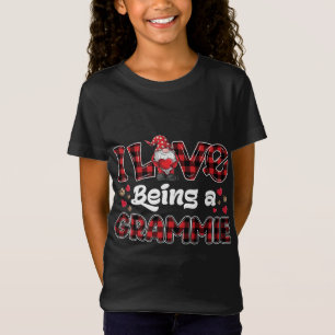 Camiseta Eu Adoro Ser Grammie Red Xadrez Corações Valente