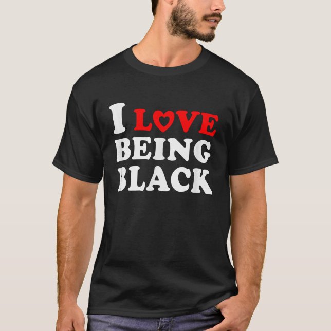Camiseta Eu Adoro Ser Preto, Presente Branco, Design, Raíze (Frente)